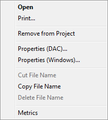 Project Explorer / Logical view Browse pane Right-click File Shortcut Menu